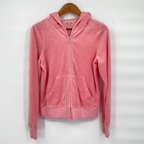 Juicy Couture Jackets & Blazers - Juicy Couture Pink Velour Track Jacket XL Rhinestone Bejeweled Logo Y2K